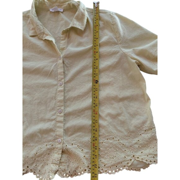 Beachlunchlounge Collection Womens Yellow Button Down Blouse L - Picture 10 of 10